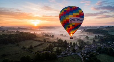 Hot air balloon at sunrise